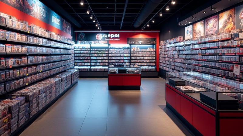 Level Up Japan store interior showcasing rows of video games and consoles